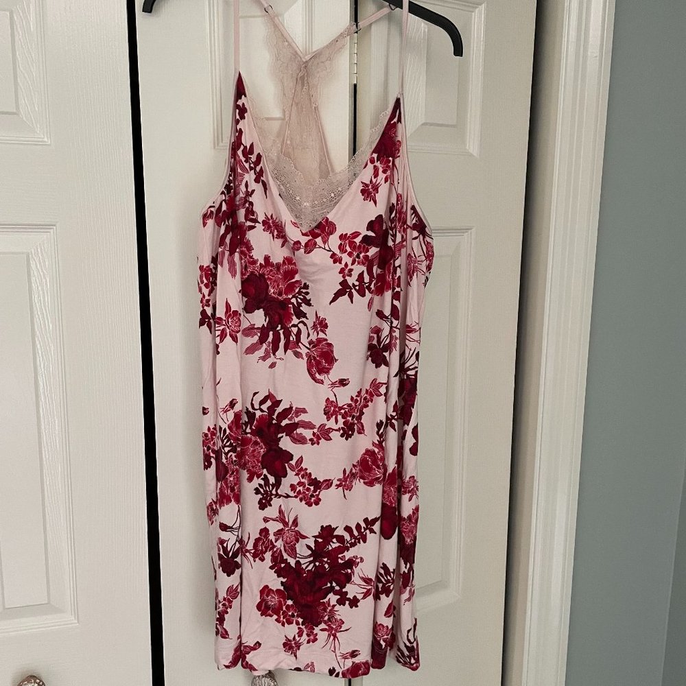 Soma berry floral lace detail chemise nightgown, XXL